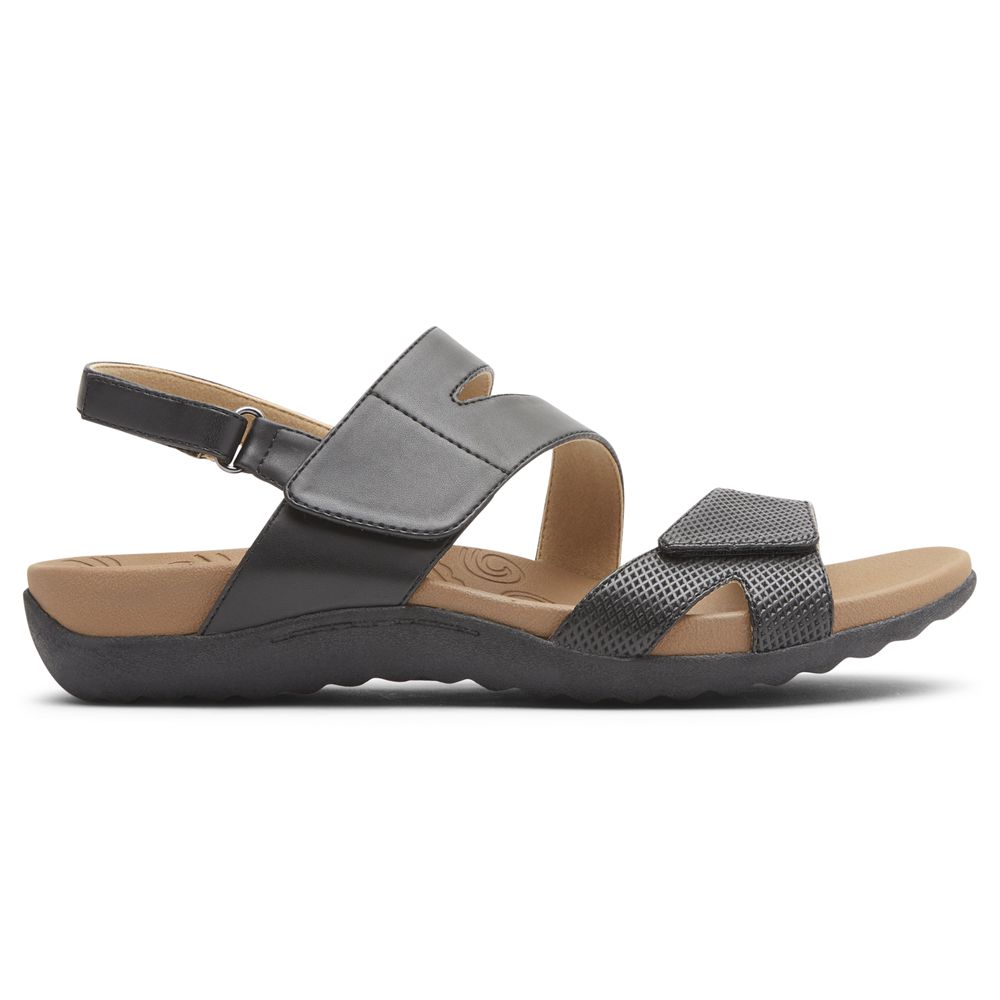 Sandale Rockport Dama Ridge Adjustable Asymmetrical Negrii - Romania 5647-IXFZE